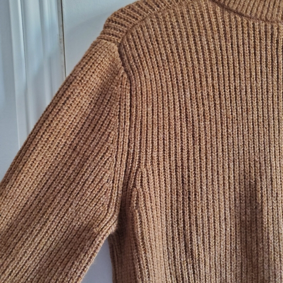 Gap Chunky Knit Mock Neck Sweater Wool Alpaca Blend Camel Brown Size M Cozy - Picture 10 of 13